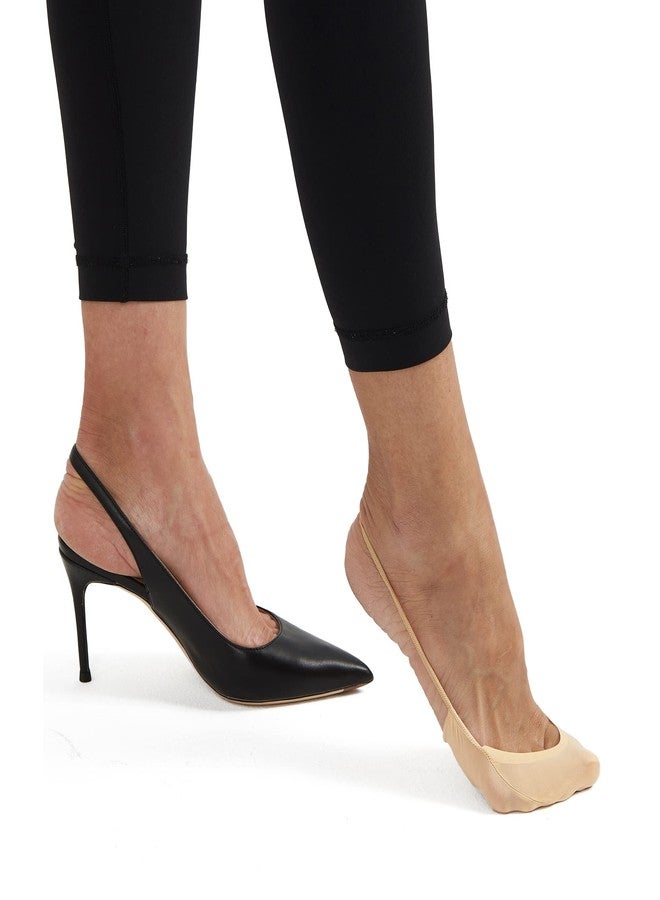 F Flammi Flammi Women's Ultra Low Cut Liner Socks with Sling Back No Show Padded Half Socks (Shoe-Size 8.5-10 US, 6 Pairs- Beige, Ice Silk) - Image 2